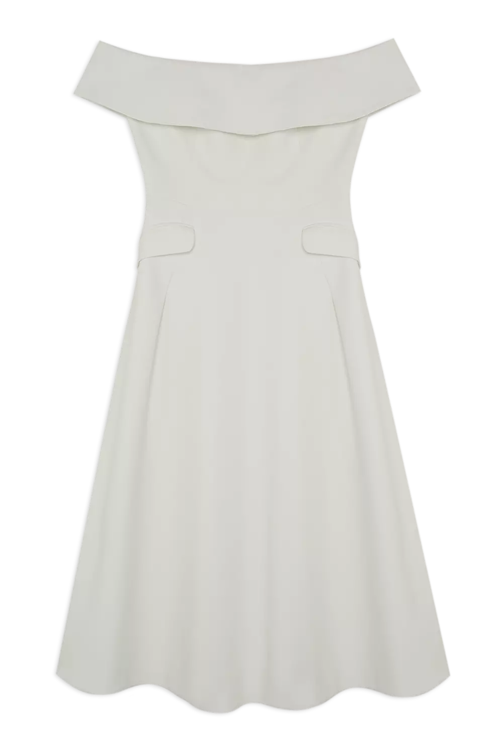 【KAREN MILLEN】コンパクトストレッチ バルドー ミディドレス Lydia Millen Compact Stretch Off The Shoulder Full Skirt
