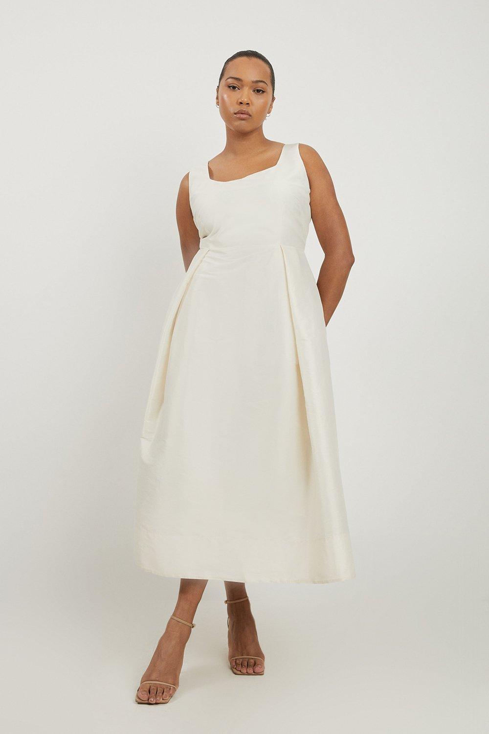 Lydia Millen Plus Size Taffeta Full Skirt Tailored Midi Dress | Karen Millen