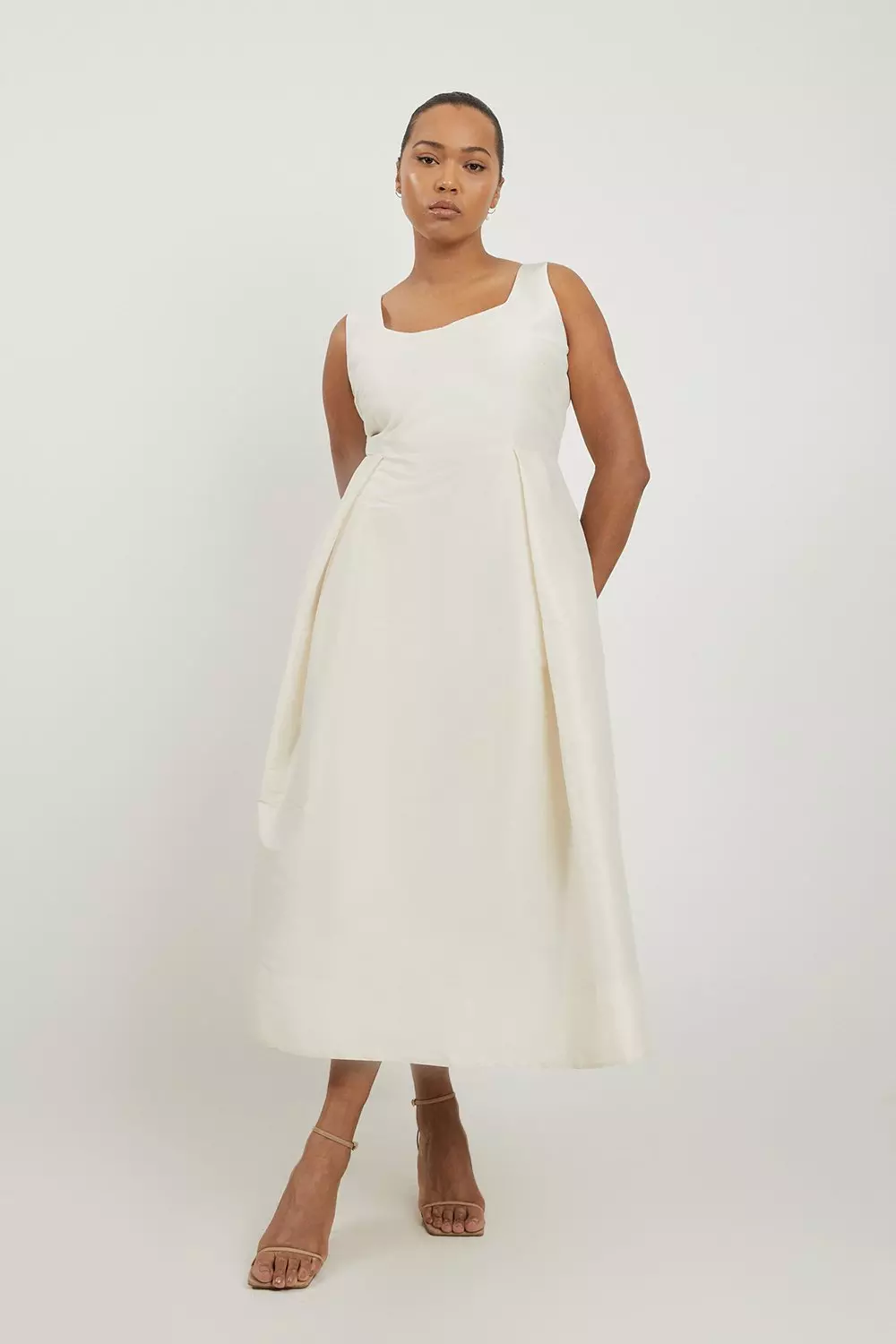 Plus Size Taffeta Full Skirt Tailored Midi Dress Karen Millen