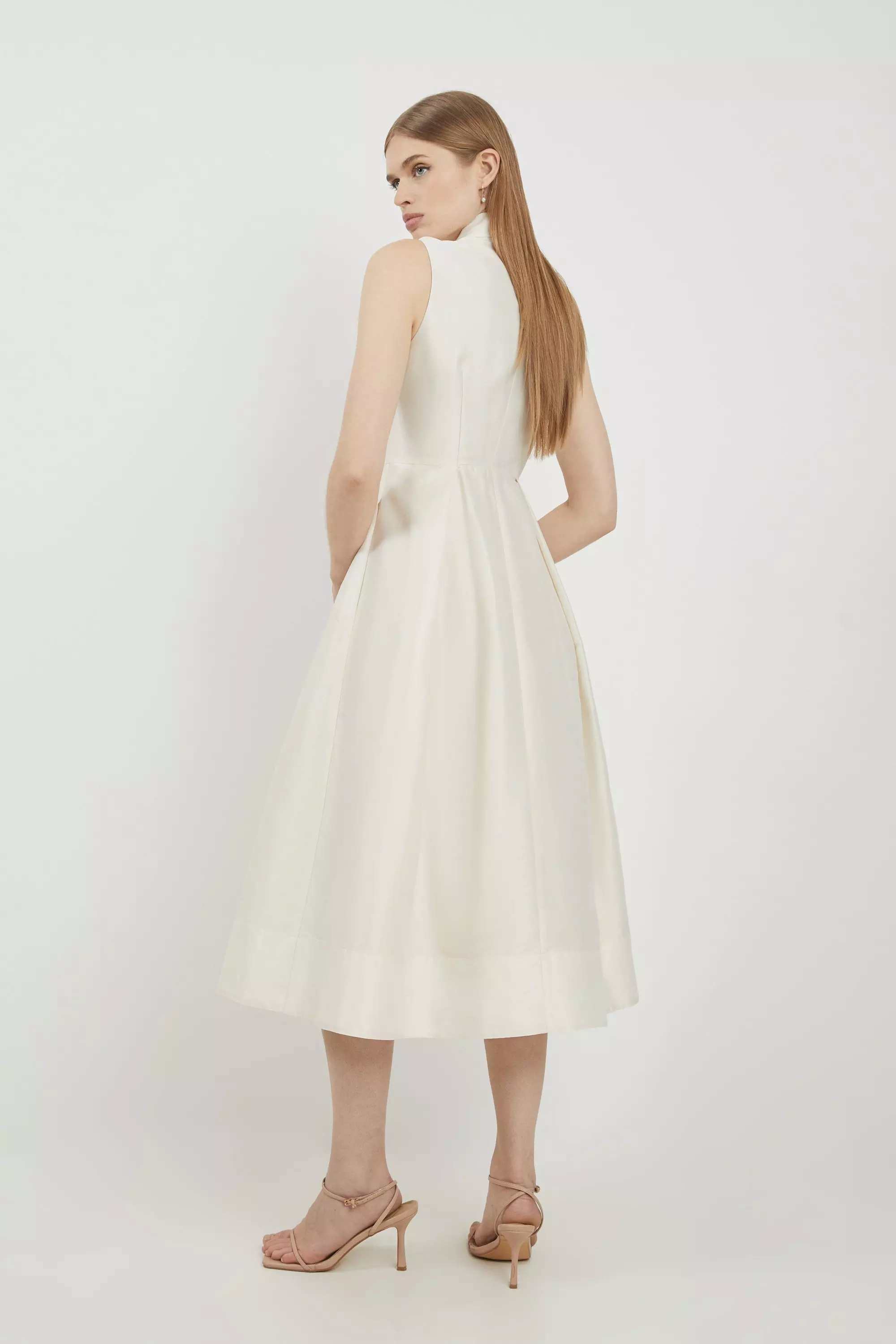 Lydia Millen Petite Taffeta Full Skirt Tailored Wrap Shirt