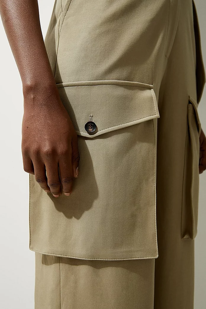 Tailored Cotton Stretch Belted Wide Leg Shirt Jumpsuit Tailored Cotton Stretch Belted Wide Leg Shirt Jumpsuit