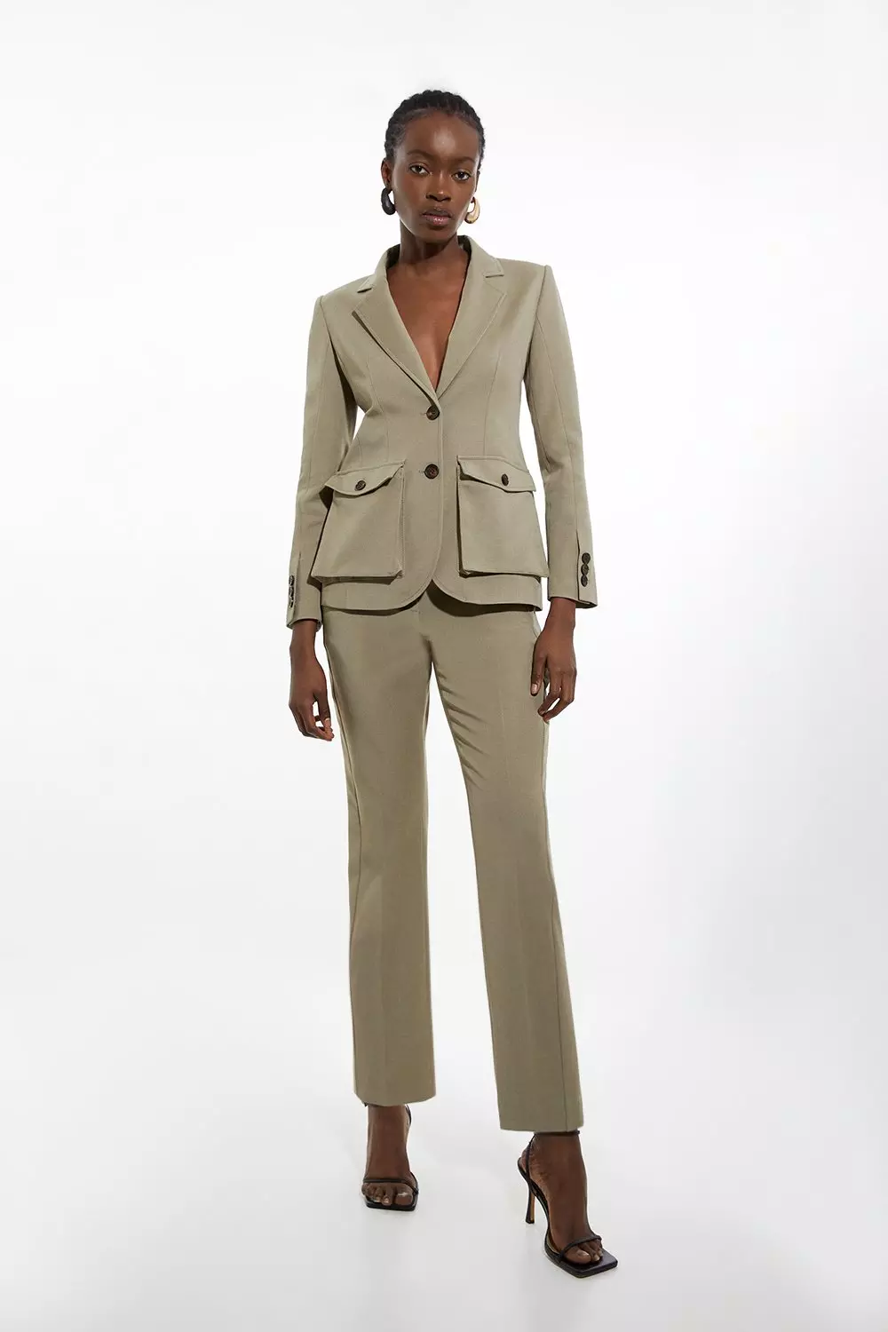 Khaki cotton blazer sale