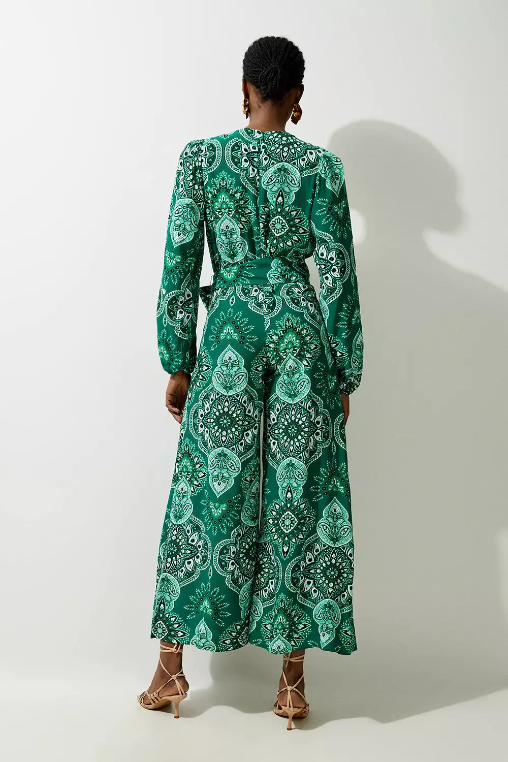 Paisley Printed Morocain Woven Jumpsuit | Karen Millen
