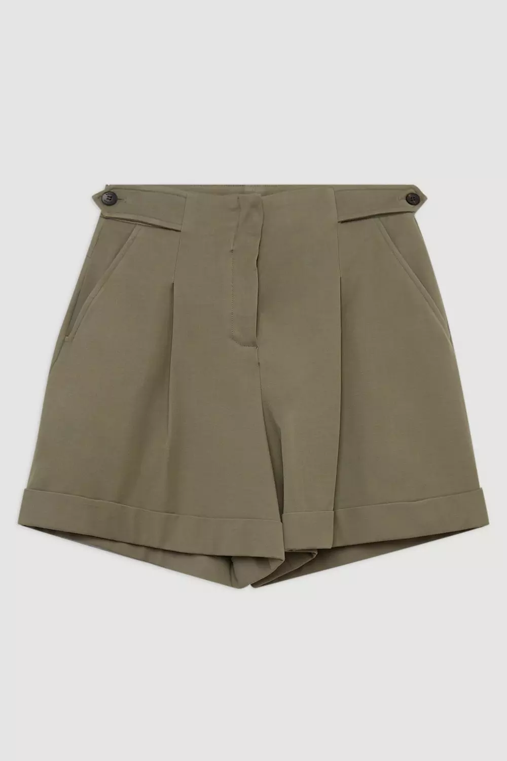 Viscose Stretch Cotton Waist Tab Detail Tailored Shorts alternative image
