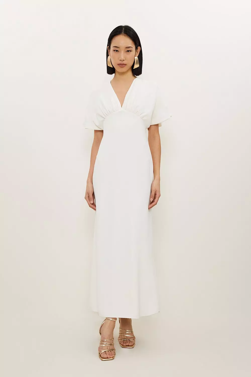 Fluid Tailored Waterfall Sleeve Maxi Dress Karen Millen