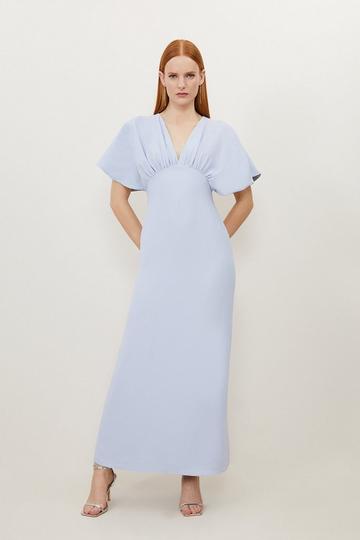 Fluid Tailored Waterfall Sleeve Maxi Dress pale blue