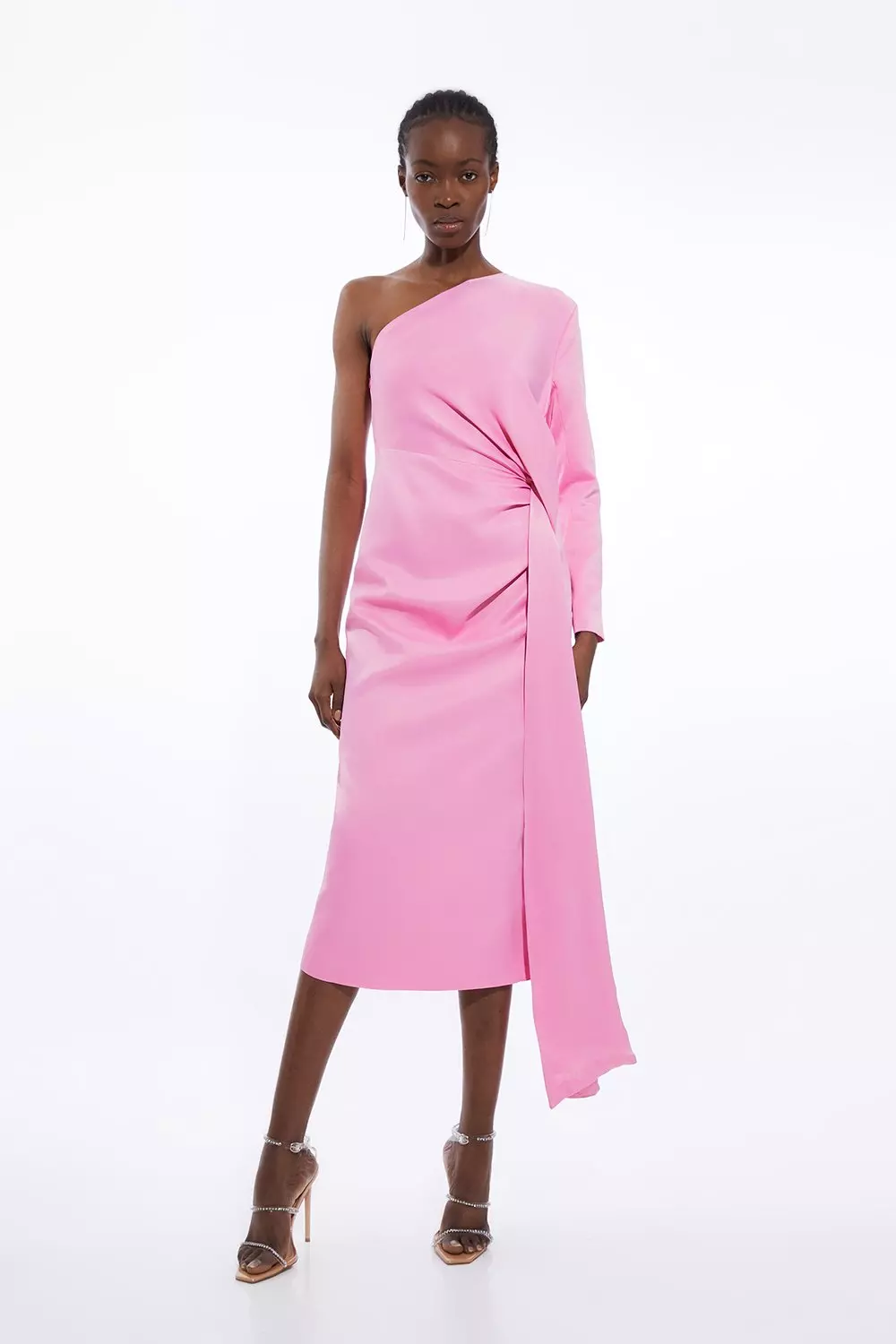 Pink one shoulder dress sale