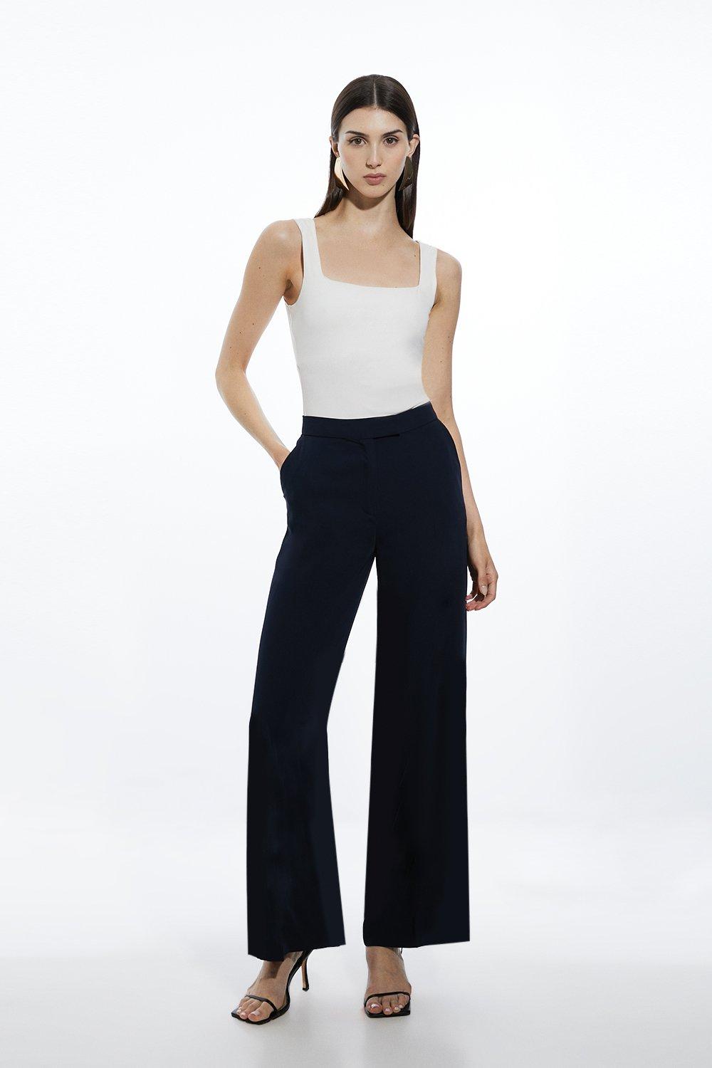 Navy Soft Tailored Straight Leg Tailored Pants