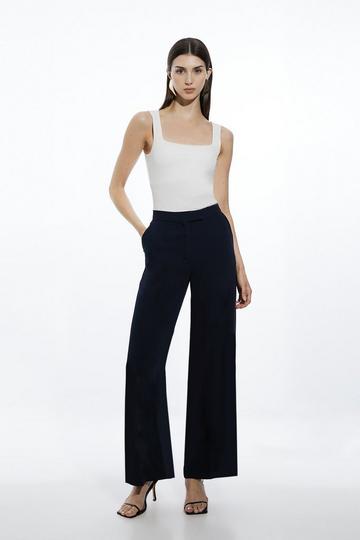 Navy Soft Tailored Straight Leg Tailored Trousers