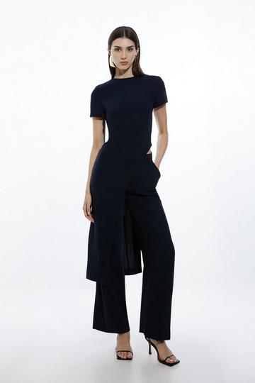 Navy Soft Tailored Asymmetric Relaxed Fit Top