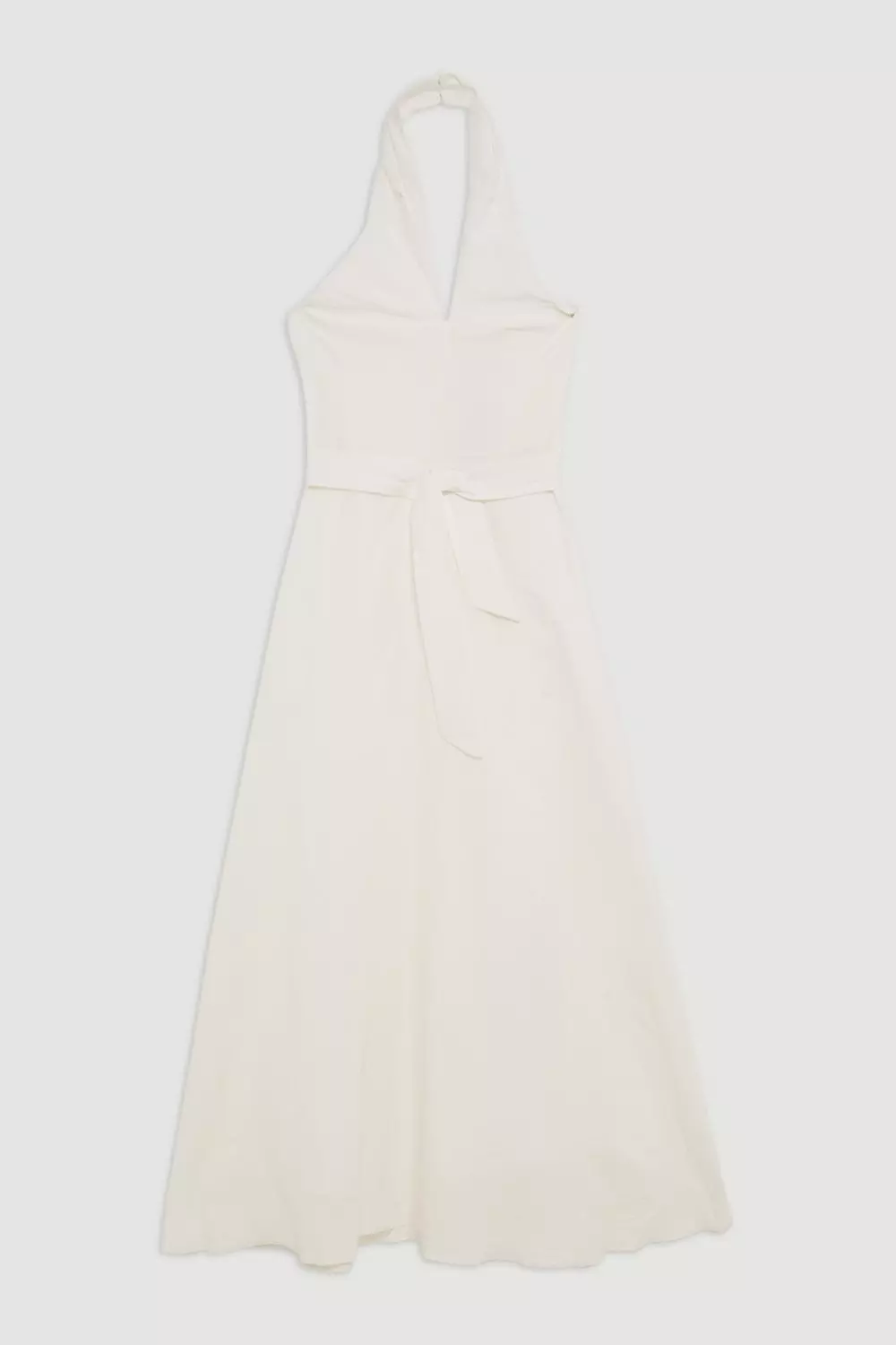 Fluid Tailored Halterneck Belted Maxi Dress | Karen Millen
