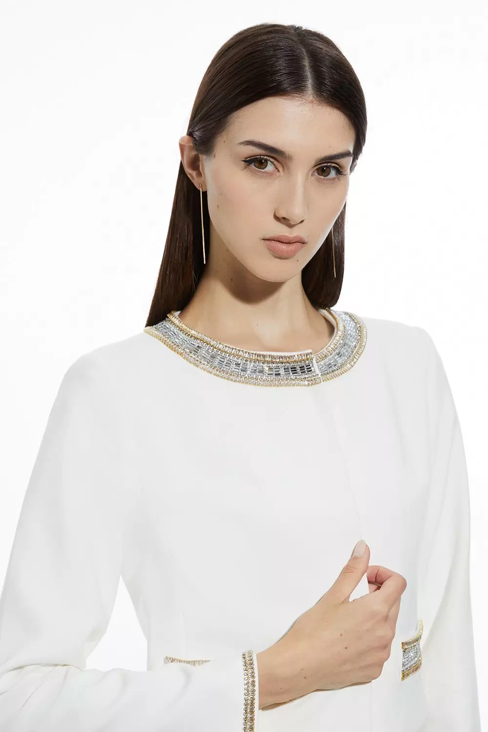 Ivory Embellished Detail Tailored Jacket alternative image