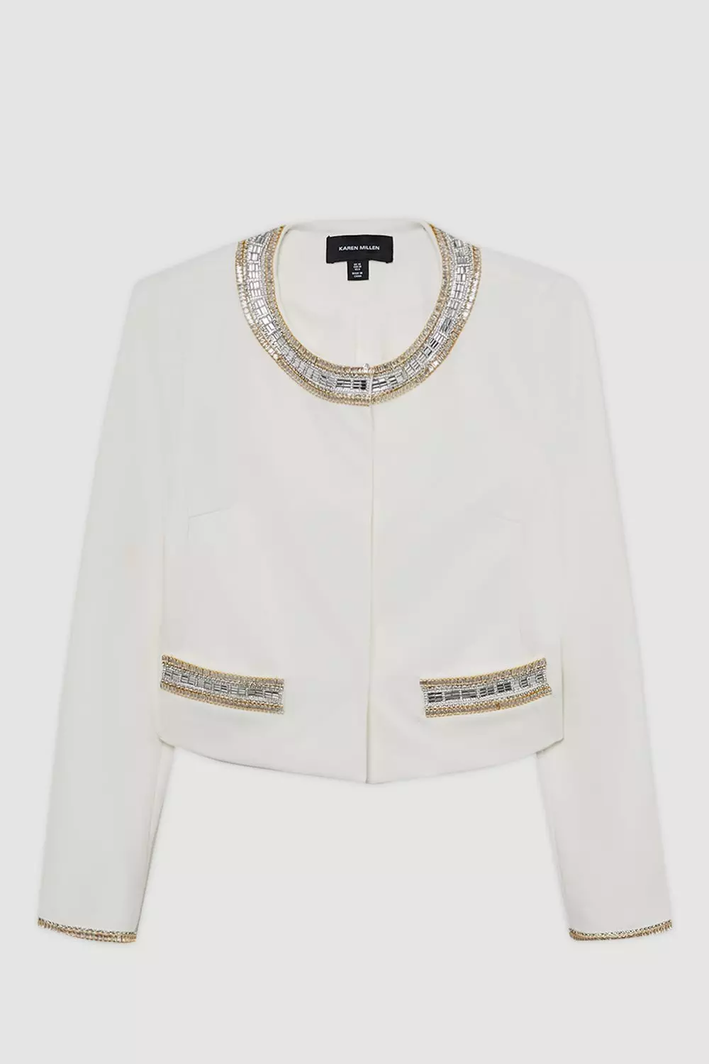 Ivory Embellished Detail Tailored Jacket alternative image