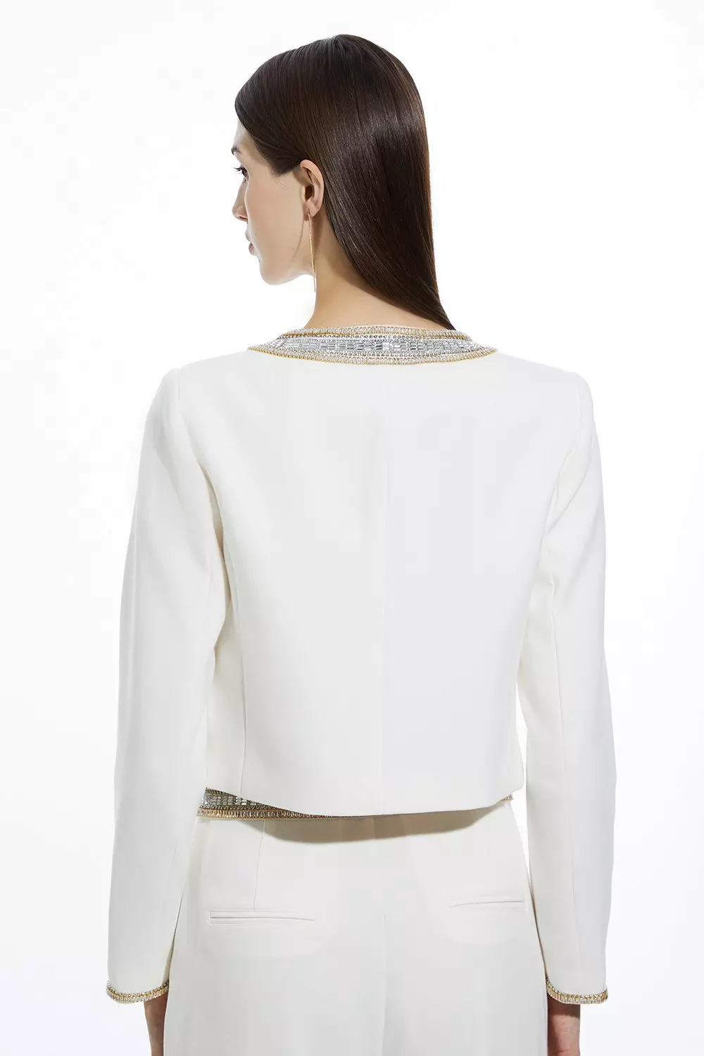 Ivory Embellished Detail Tailored Jacket alternative image