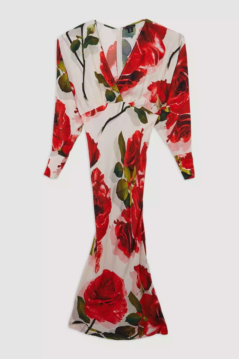 【KAREN MILLEN】日本未入荷 ローズ織りマキシドレス Rose Printed Morocain Woven V Neck Midaxi Dress | Karen Millen