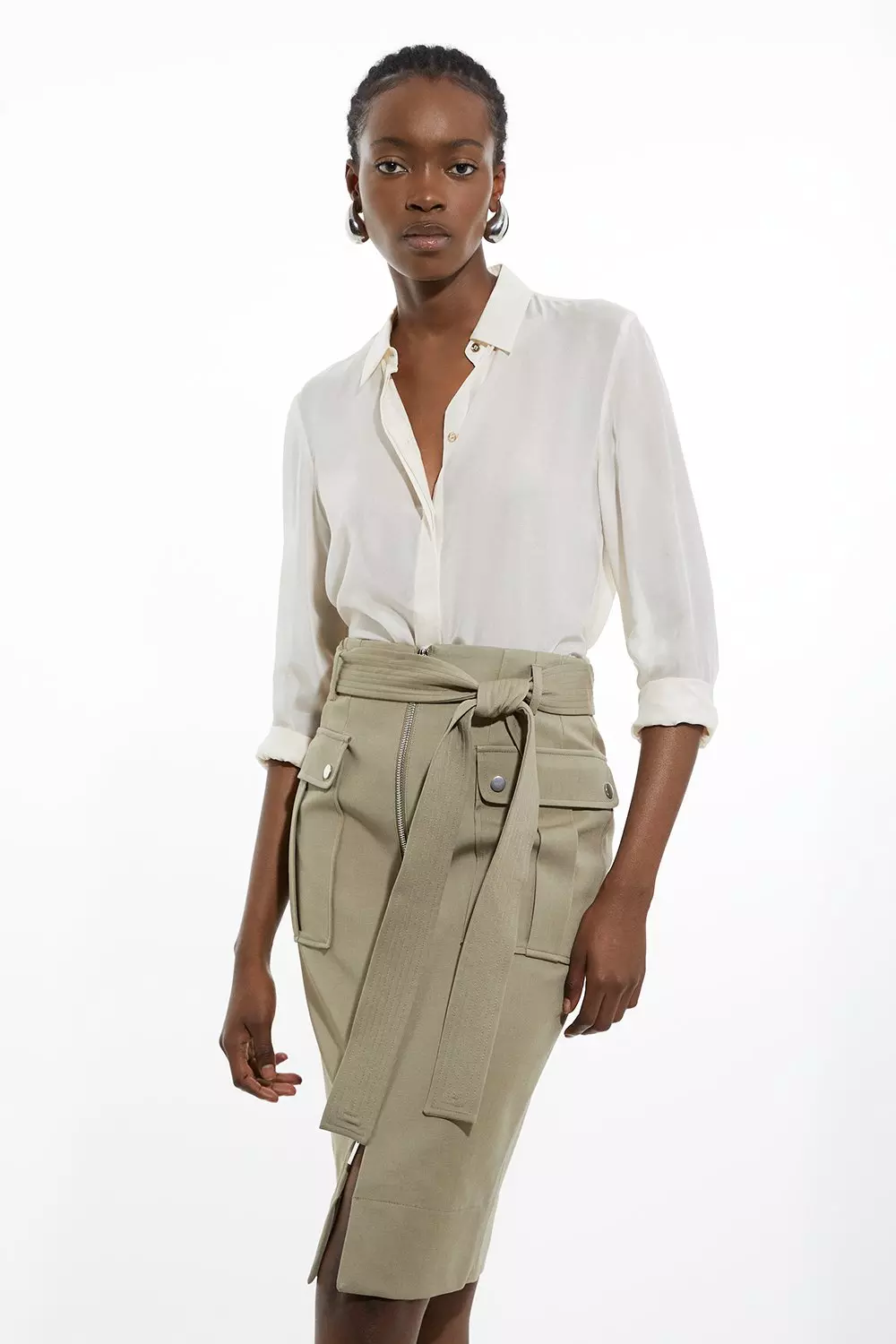 Khaki skirt pockets hotsell