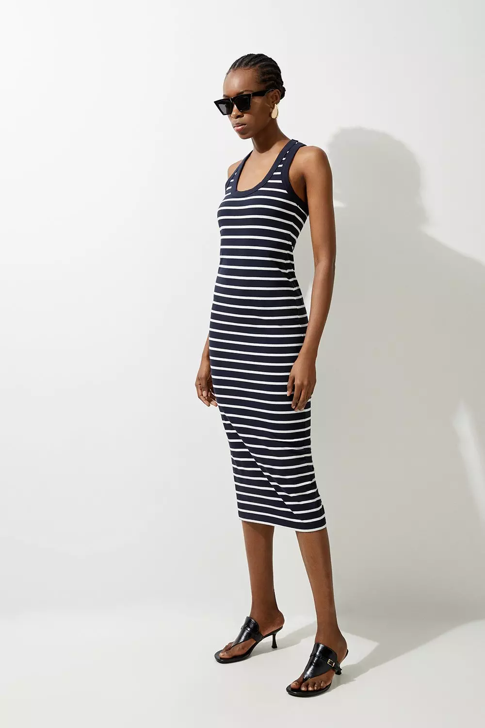 Karen millen striped midi dress best sale