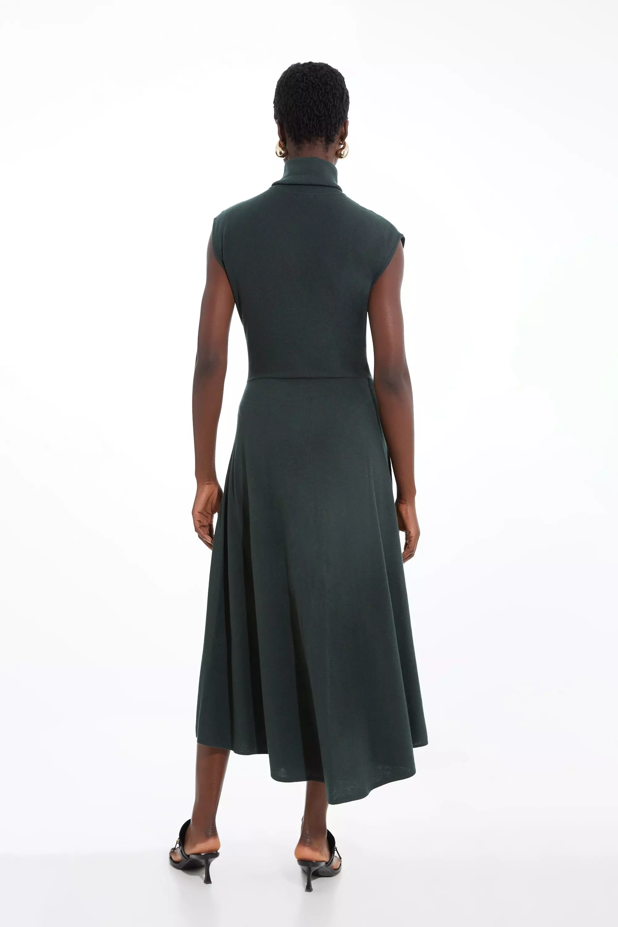 Olive Petite Cashmere Blend Sleeveless Turtleneck Midaxi Knit Dress alternative image
