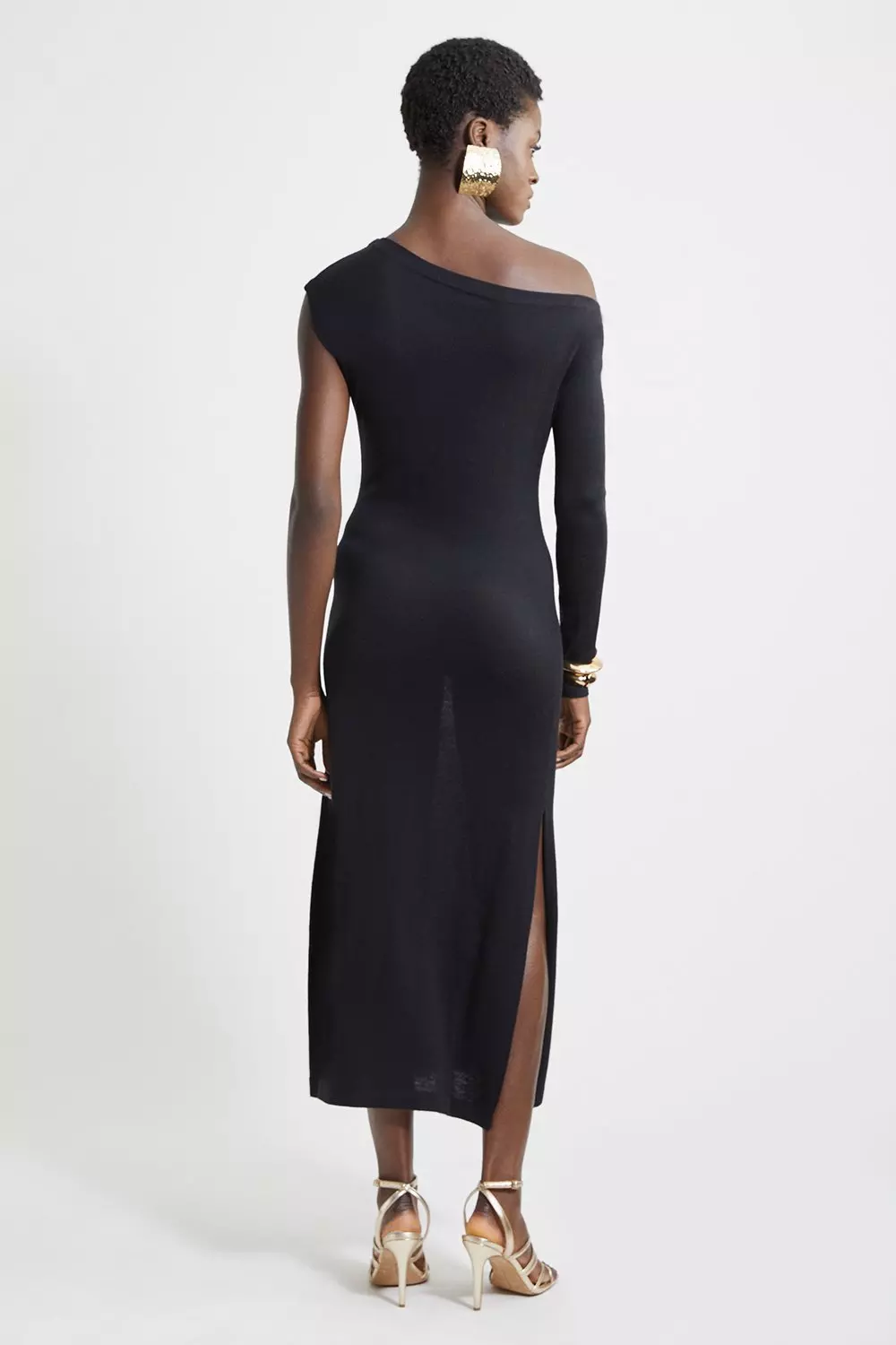 Cashmere Blend One Shoulder Asymmetric Midi Dress alternative image