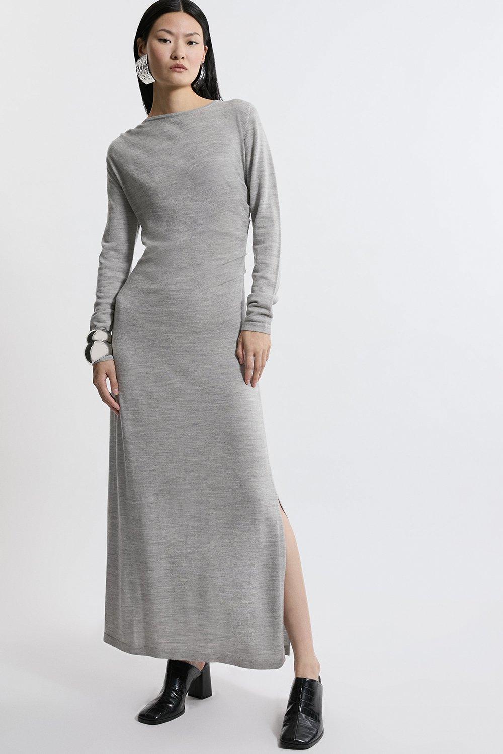 Extra Fine Merino Gathered Detail Maxi Dress - Discount £54