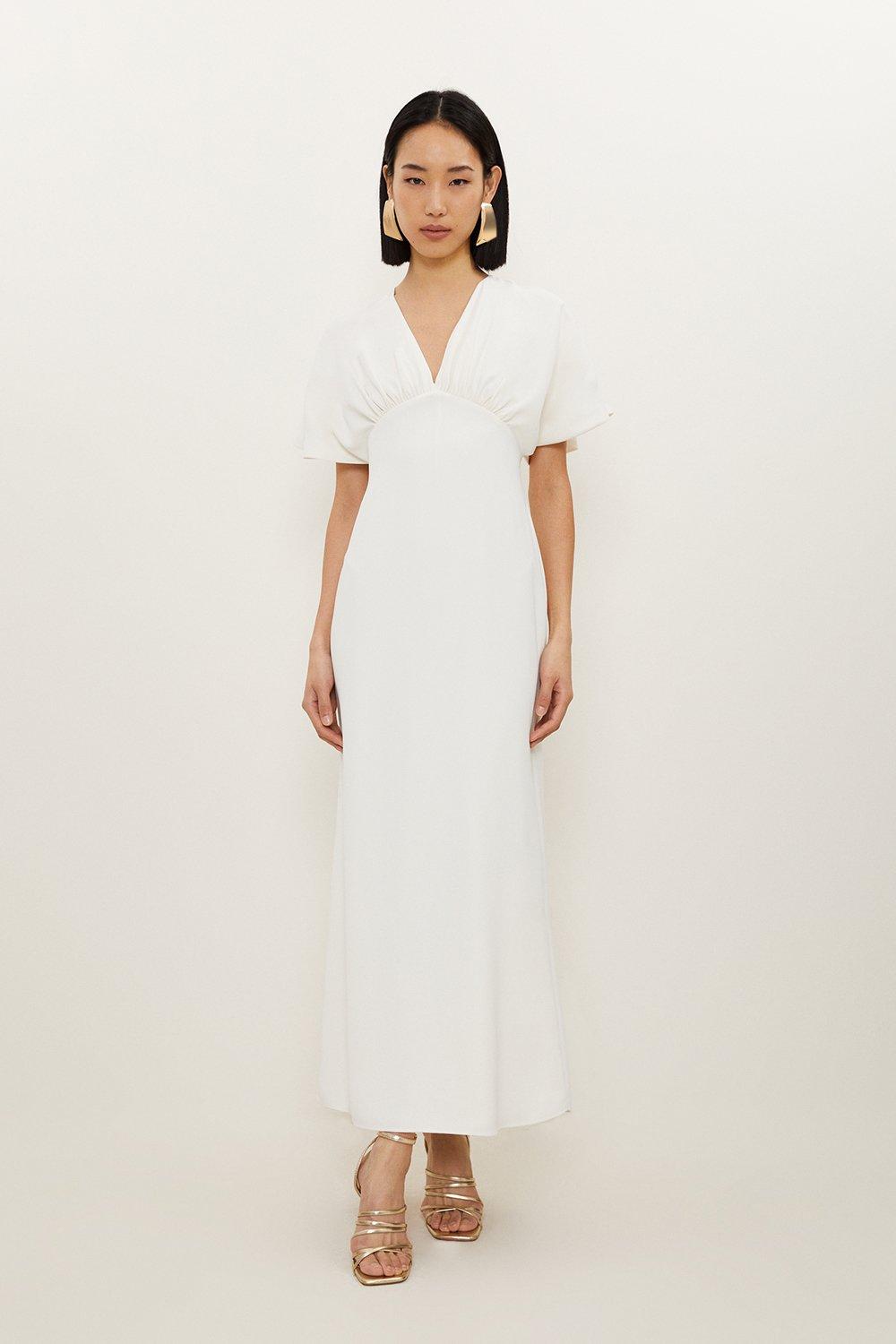 Petite Fluid Tailored Waterfall Sleeve Maxi Dress