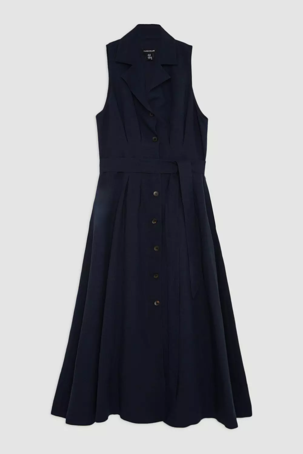 Navy Lydia Millen Premium Linen Tailored Belted Sleeveless Midaxi Shirt Dress alternative image