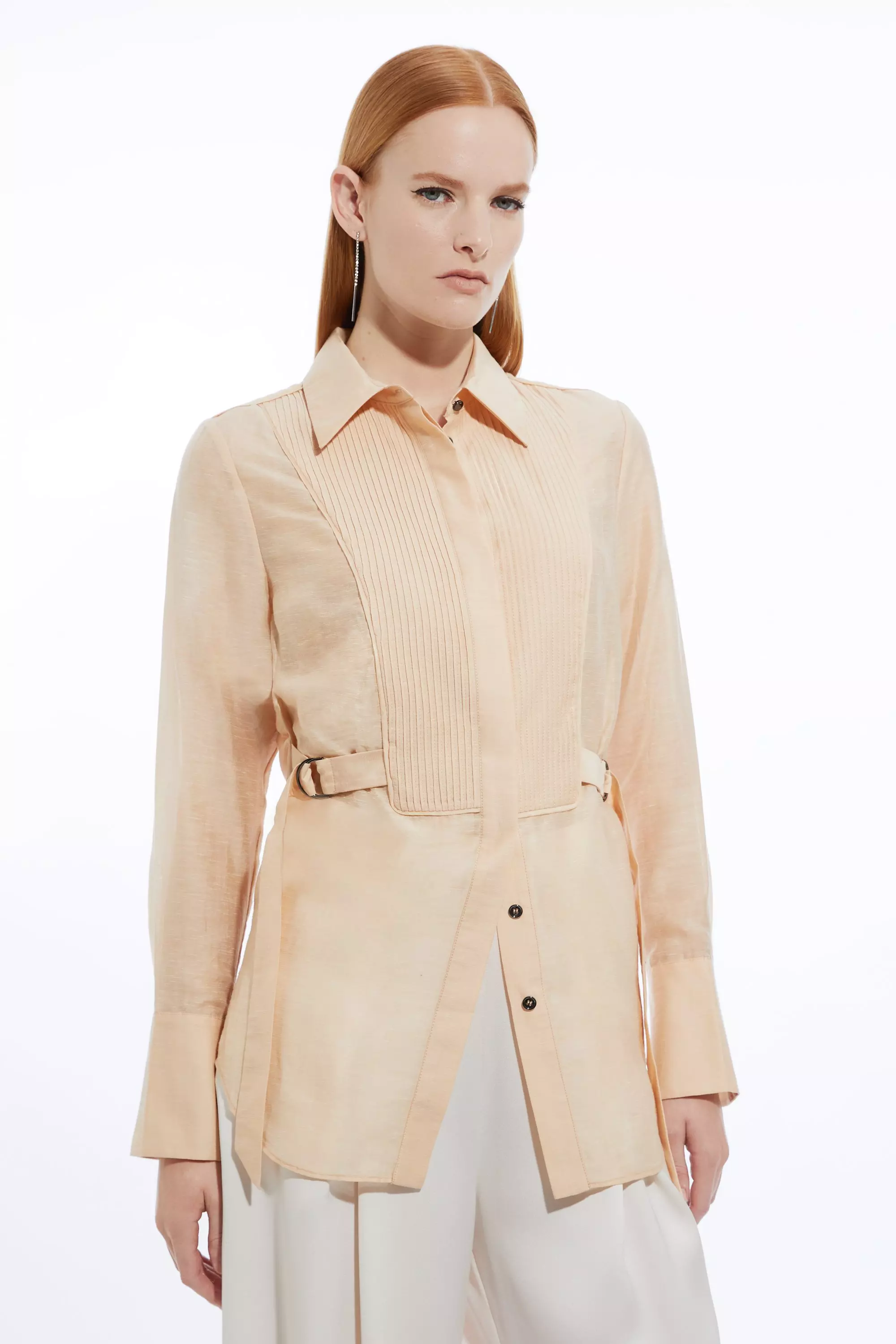 トップス PHEENY/Wrinkle organdie Dress shirt Tall Organdie Embroidered Woven Midi Dress | Karen Millen