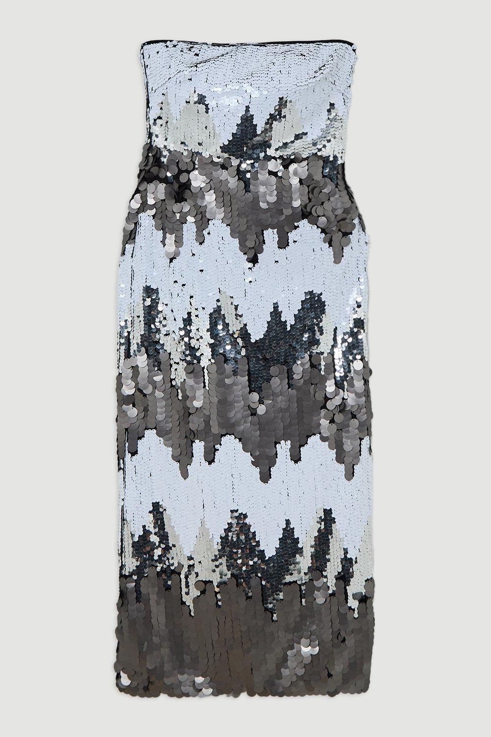 Disc Sequin Strappy Woven Midi Dress | Karen Millen