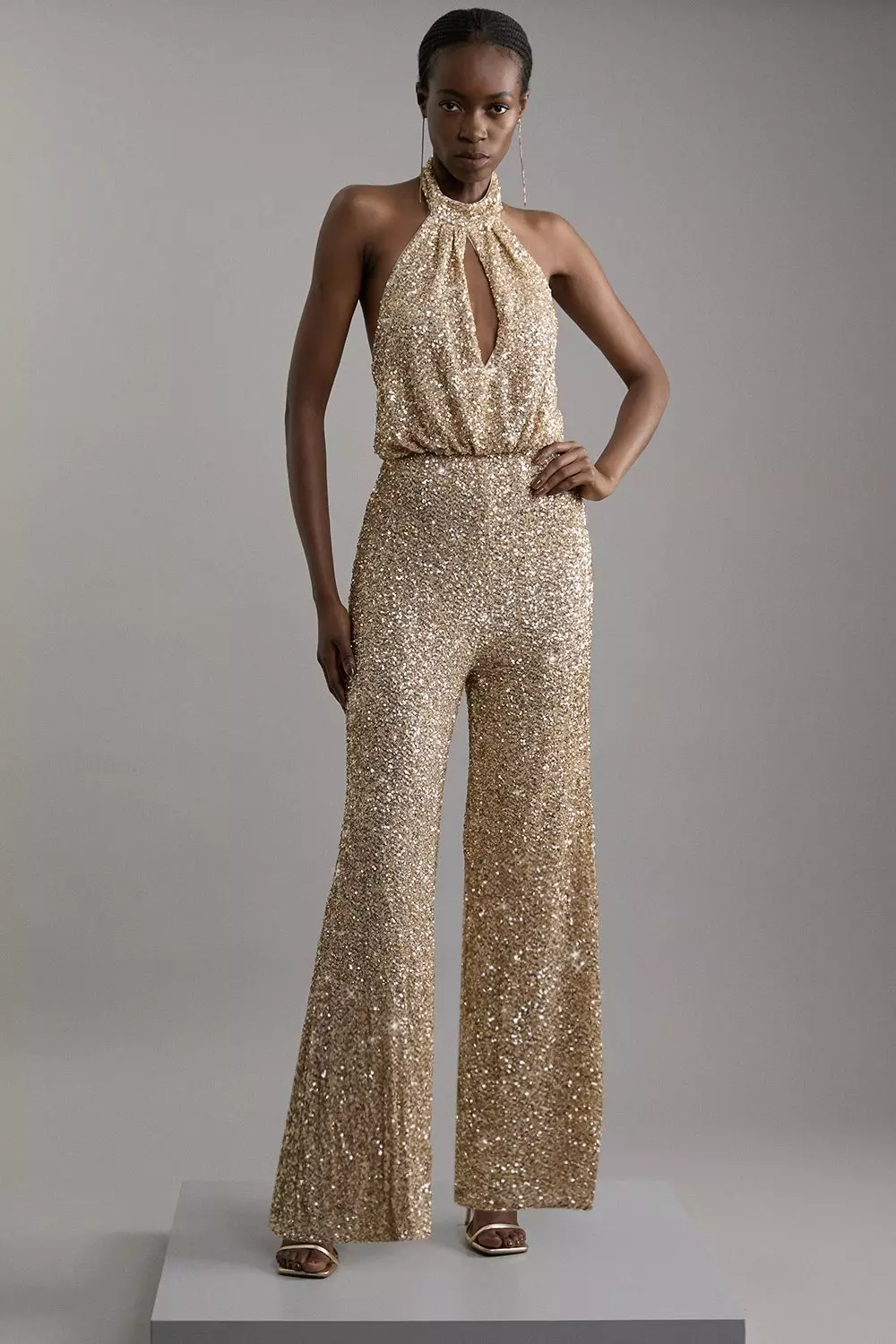 Bell bottom sequin jumpsuit online