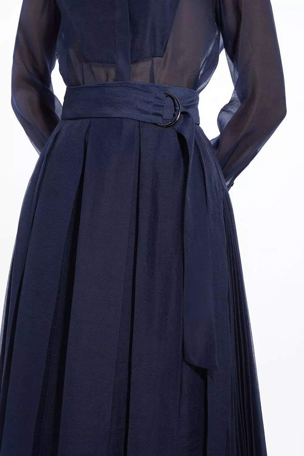 Organdie Pleated Woven Midi Skirt | Karen Millen