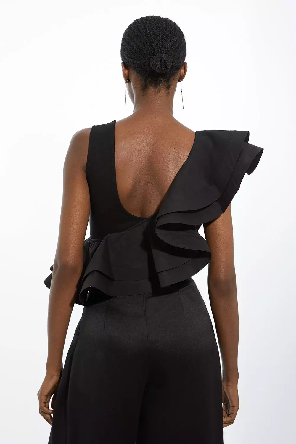 Ruffle Detail Ponte And Cotton Jersey Bodysuit | Karen Millen