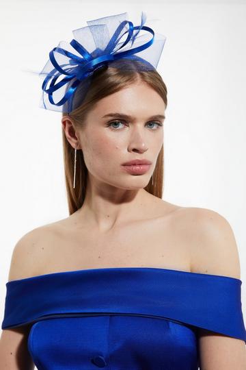 Bow Loop Detail Fascinator cobalt