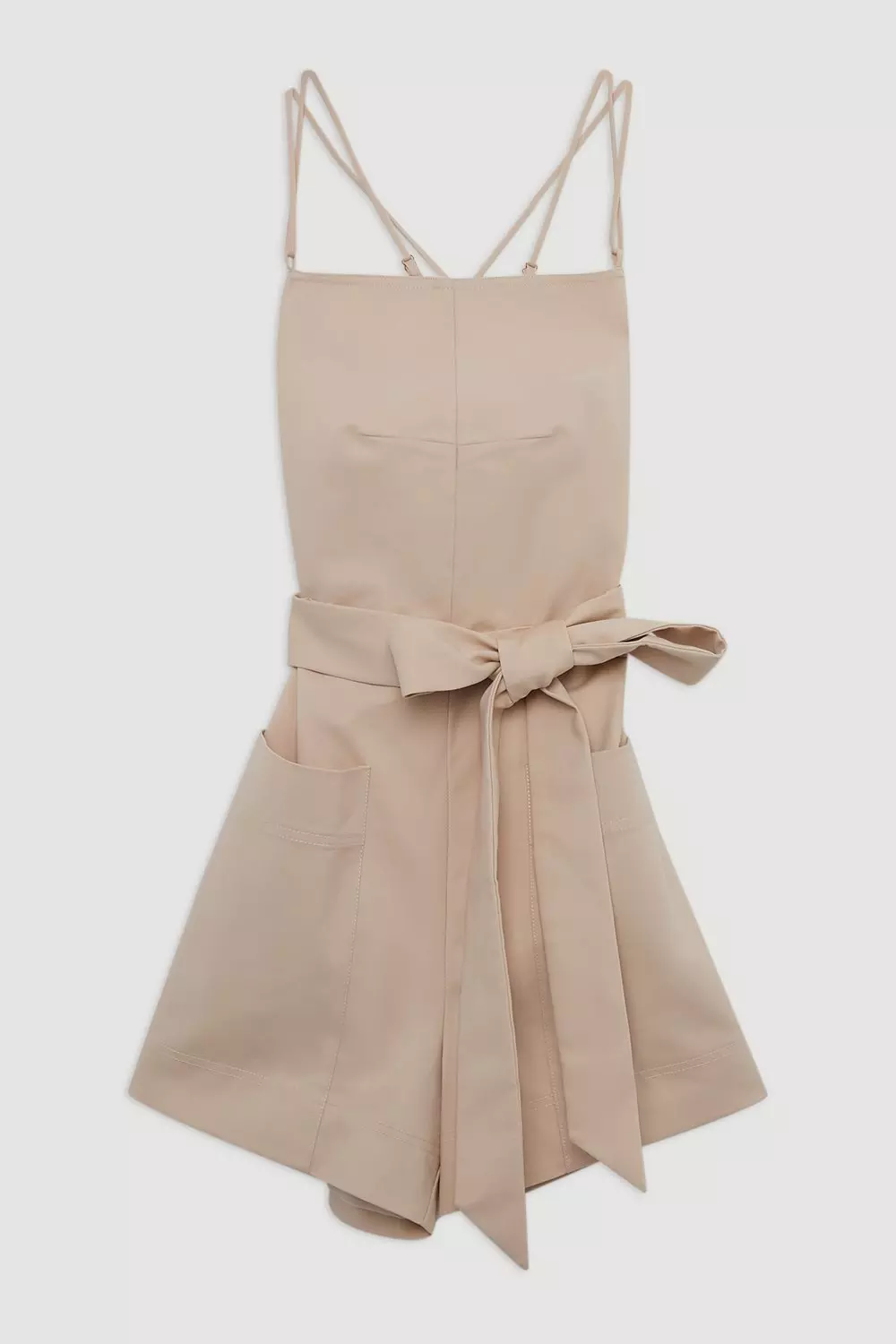 Stone Cotton Sateen Woven Strappy Playsuit  alternative image