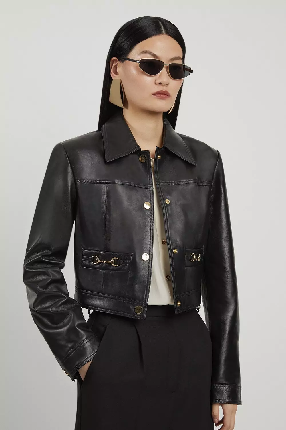 Karen millen leather jacket shops