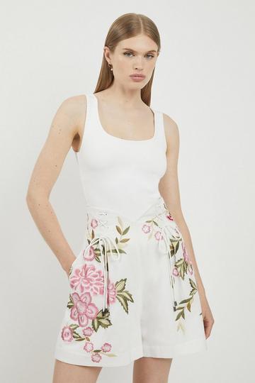 Lydia Millen Linen Embroidery Woven Short natural