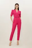 Forever Belted Notch Neck Tailored Jumpsuit | Karen Millen Forever Belted Notch Neck Tailored Jumpsuit | Karen Millen