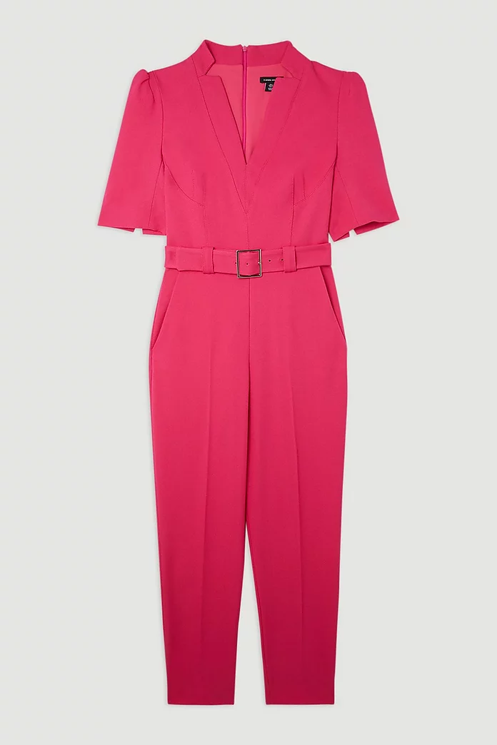 Forever Belted Notch Neck Tailored Jumpsuit | Karen Millen Forever Belted Notch Neck Tailored Jumpsuit | Karen Millen