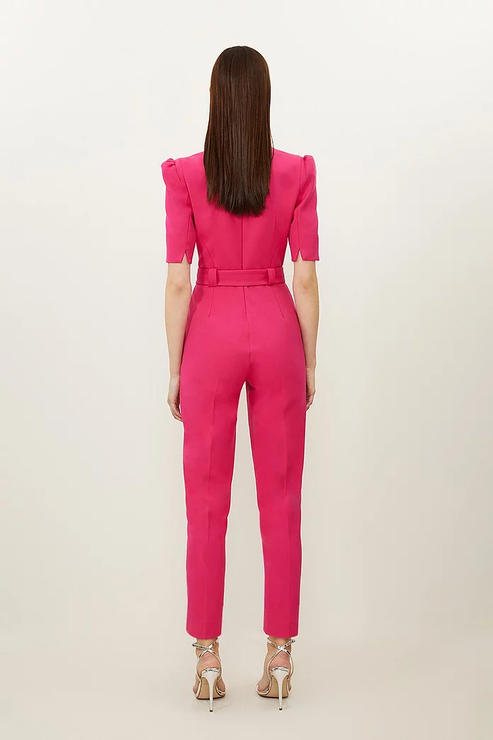Forever Belted Notch Neck Tailored Jumpsuit | Karen Millen Forever Belted Notch Neck Tailored Jumpsuit | Karen Millen