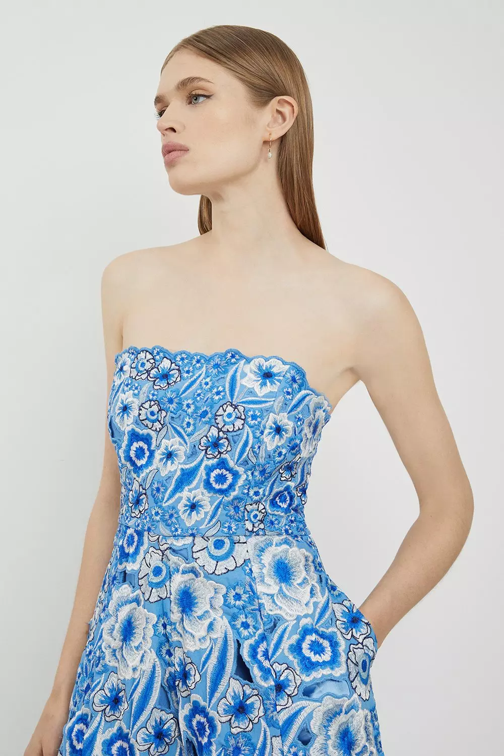 Lydia Millen Cutwork And Embroidery Bandeau Dress Karen Millen