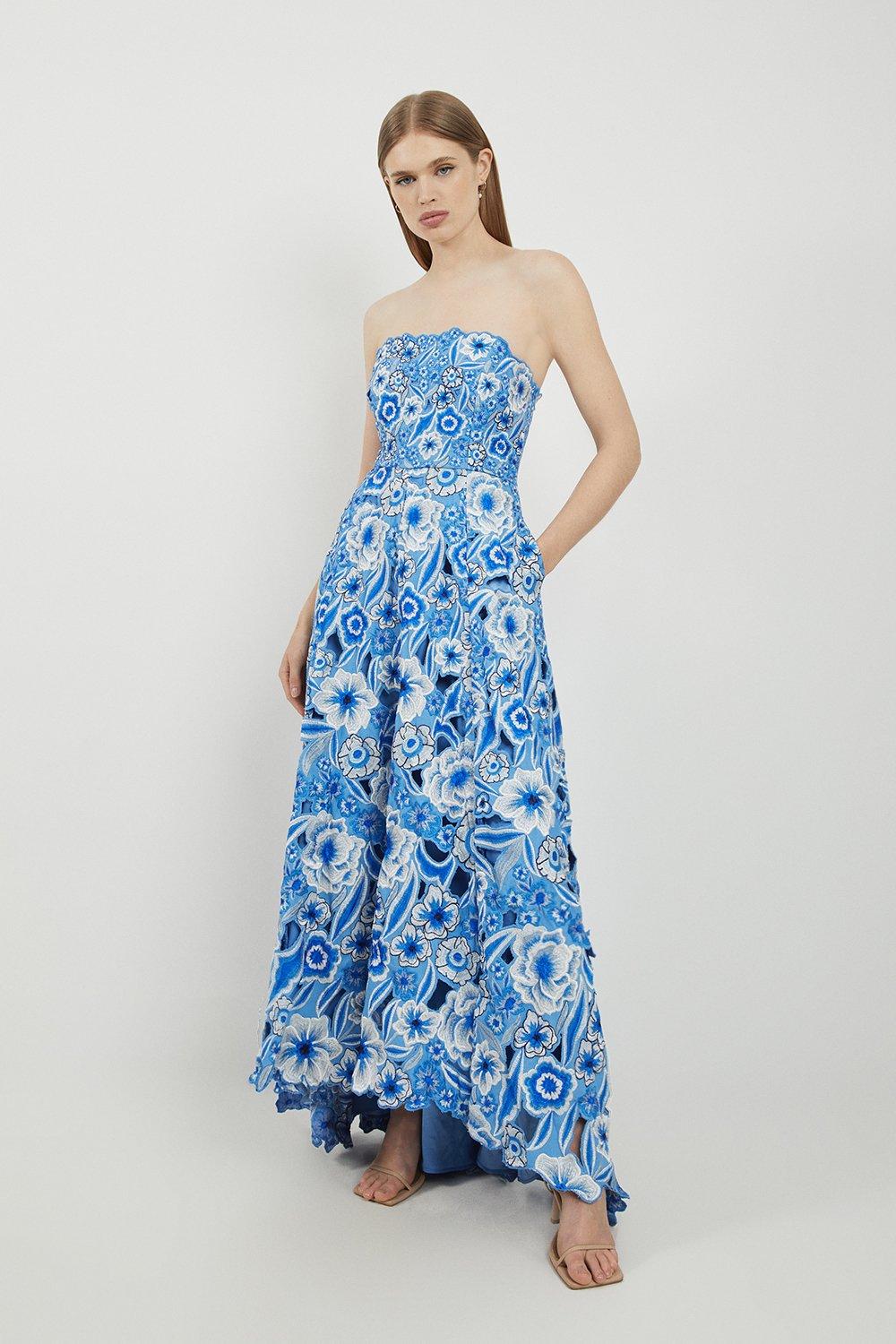 Lydia Millen Cutwork And Embroidery Bandeau Dress | Karen Millen