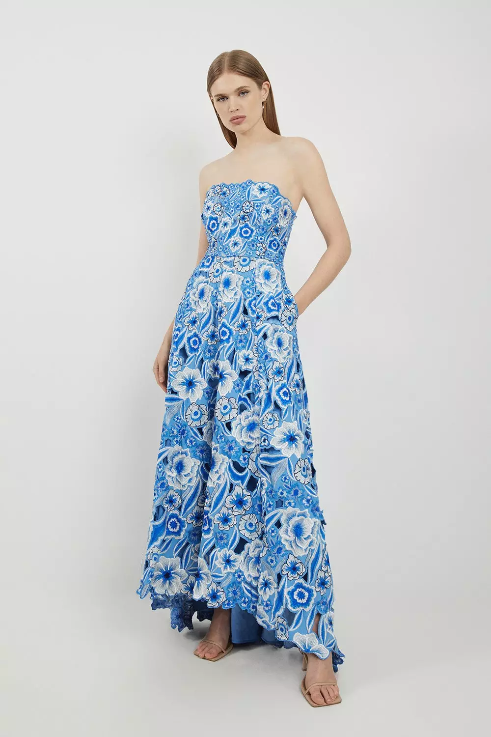 Lydia Millen Cutwork And Embroidery Bandeau Dress Karen Millen