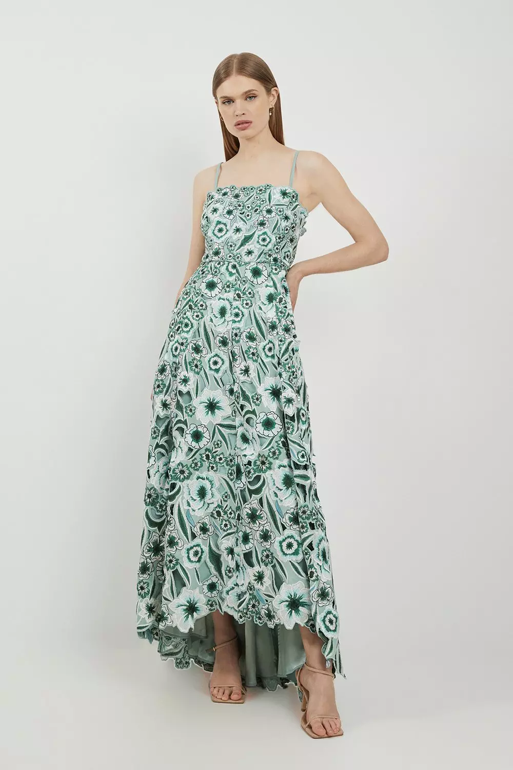 Lydia Millen Petite Cutwork And Embroidery Bandeau Dress | Karen Millen