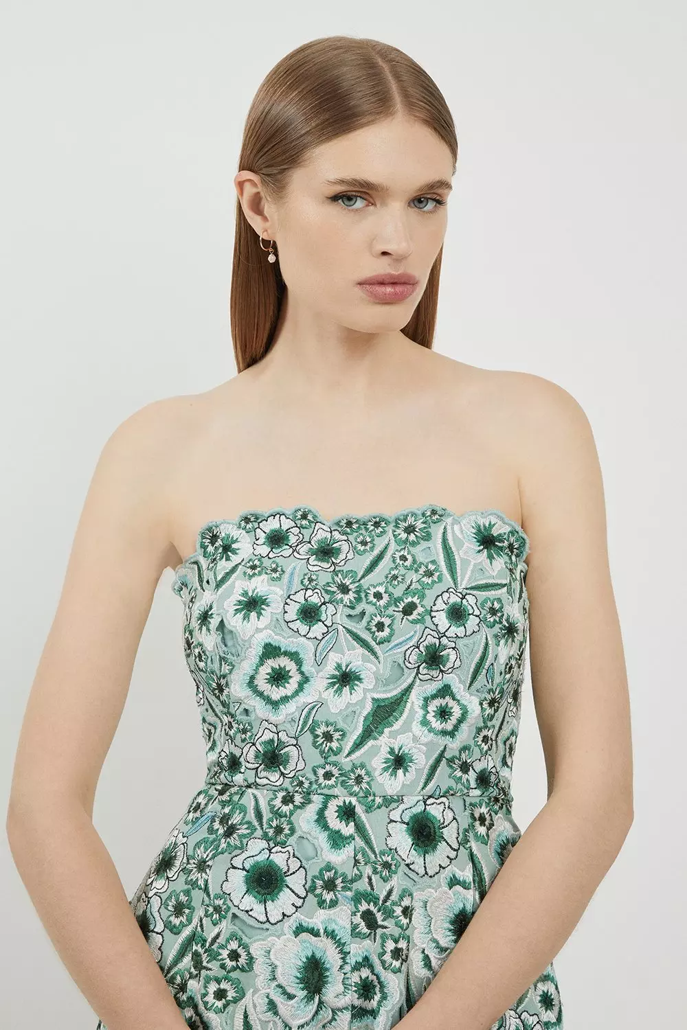 Lydia Millen Petite Cutwork And Embroidery Bandeau Dress | Karen Millen