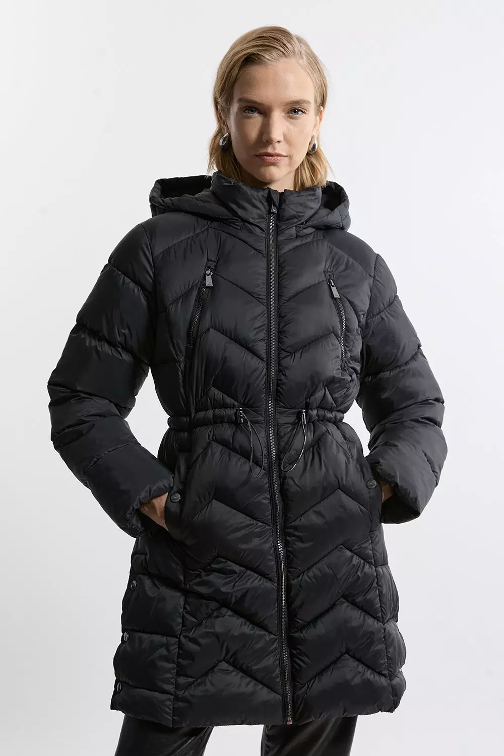 Karen millen black padded coat best sale