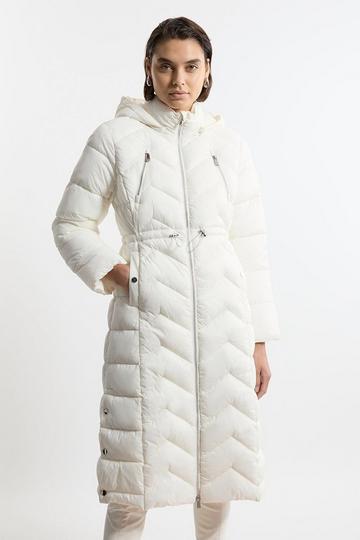 Petite Lightweight Knee Length Packable Coat ivory