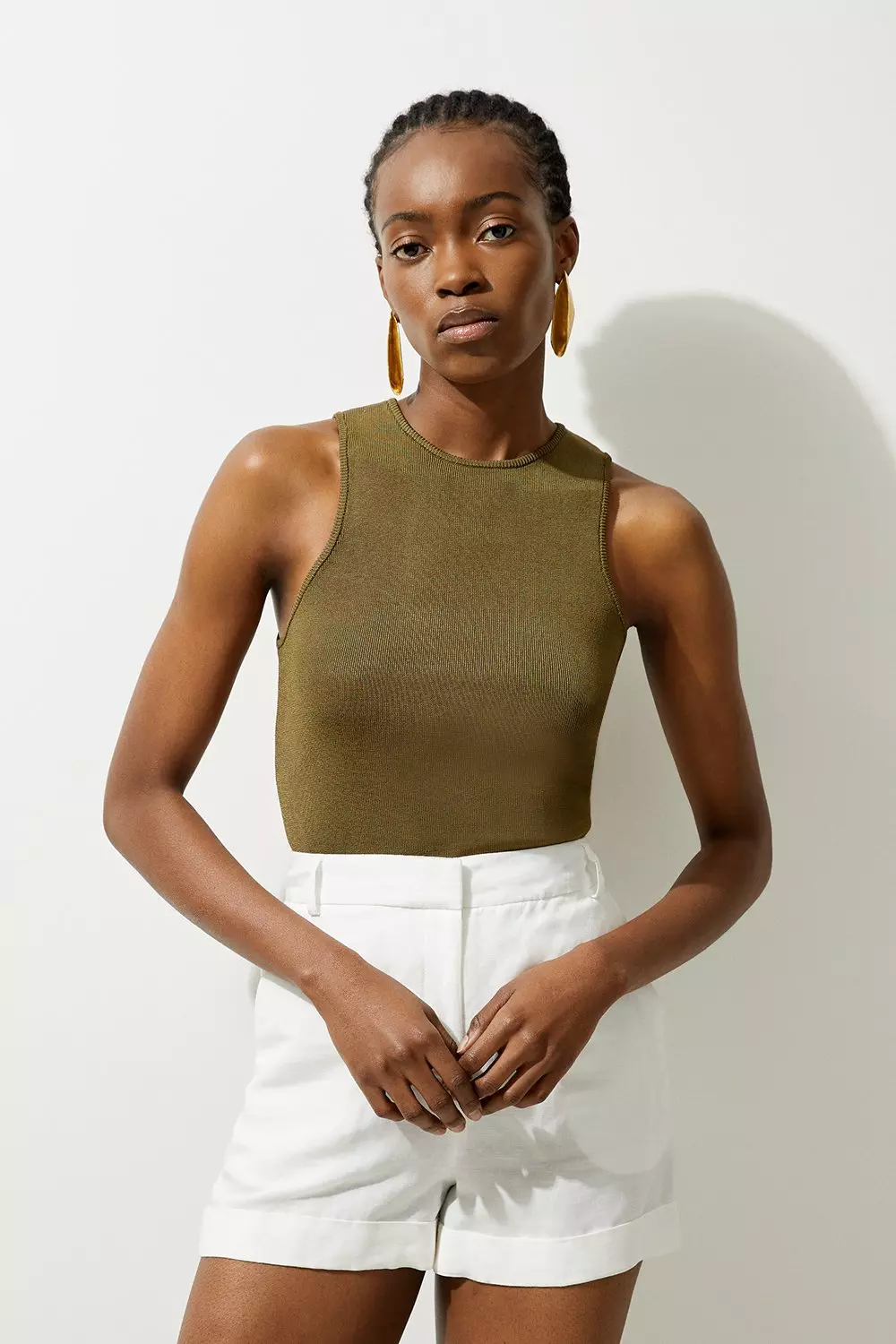Slinky Knit Full Needle Racer Tank Top | Karen Millen