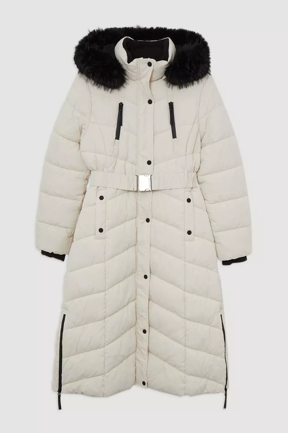 Petite long belted puffer jacket hotsell