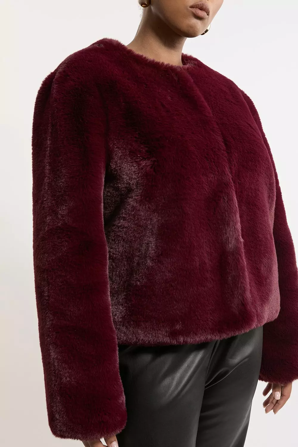 【Karen Millen】 Collarless Faux Fur Jacket ファージャケット Collarless Faux Fur Jacket | Karen Millen