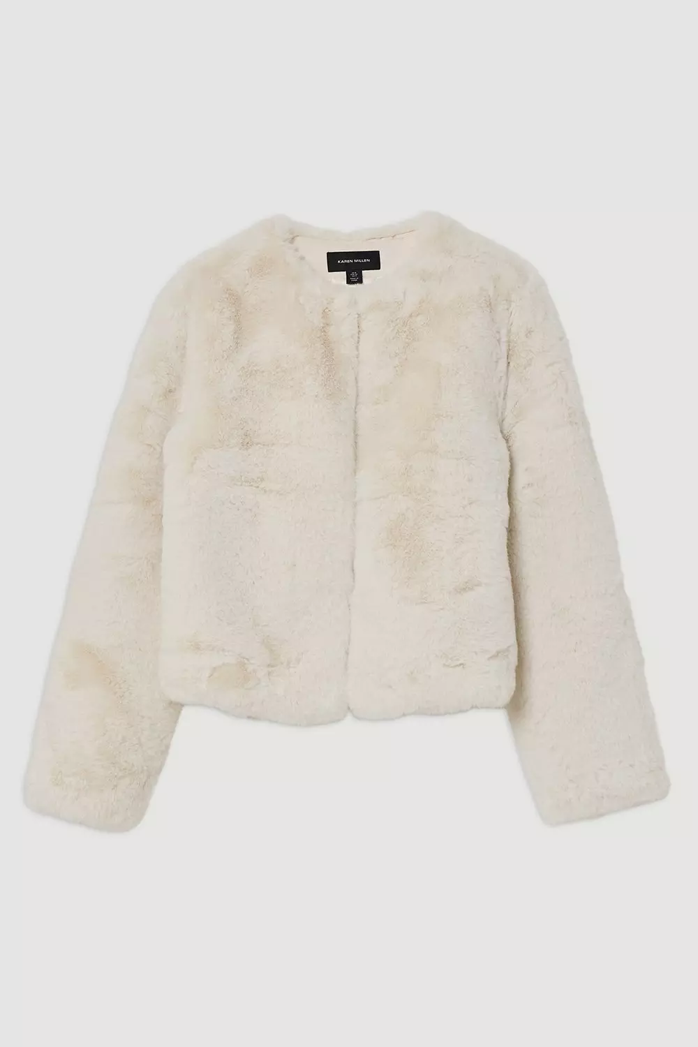Petite Collarless Faux Fur Jacket Karen Millen