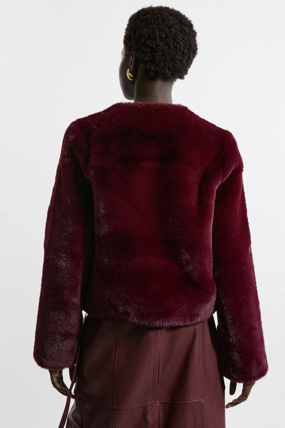 ジャケット・アウター mistreass Eco Fur Collarless Lady Coat Collarless Faux Fur Jacket | Karen Millen